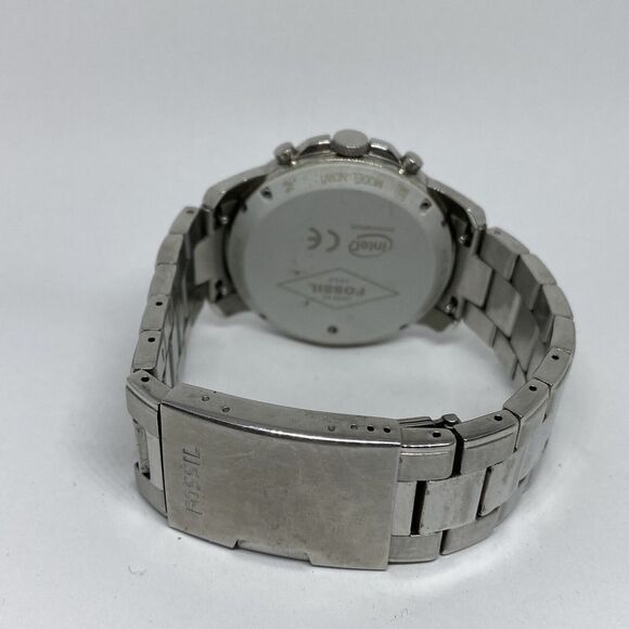 Fossil NDW1 Men's Silver Stainless Steel Analog Black Dial Quartz Watch UC63 - Picture 10 of 12